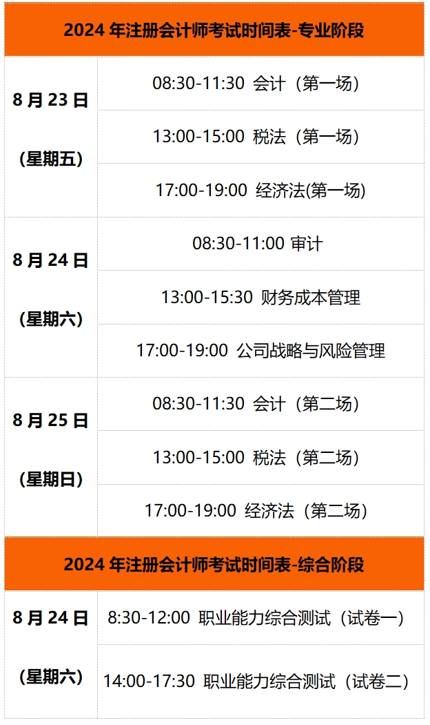 2024年注冊(cè)會(huì)計(jì)師考試具體時(shí)間-圖1