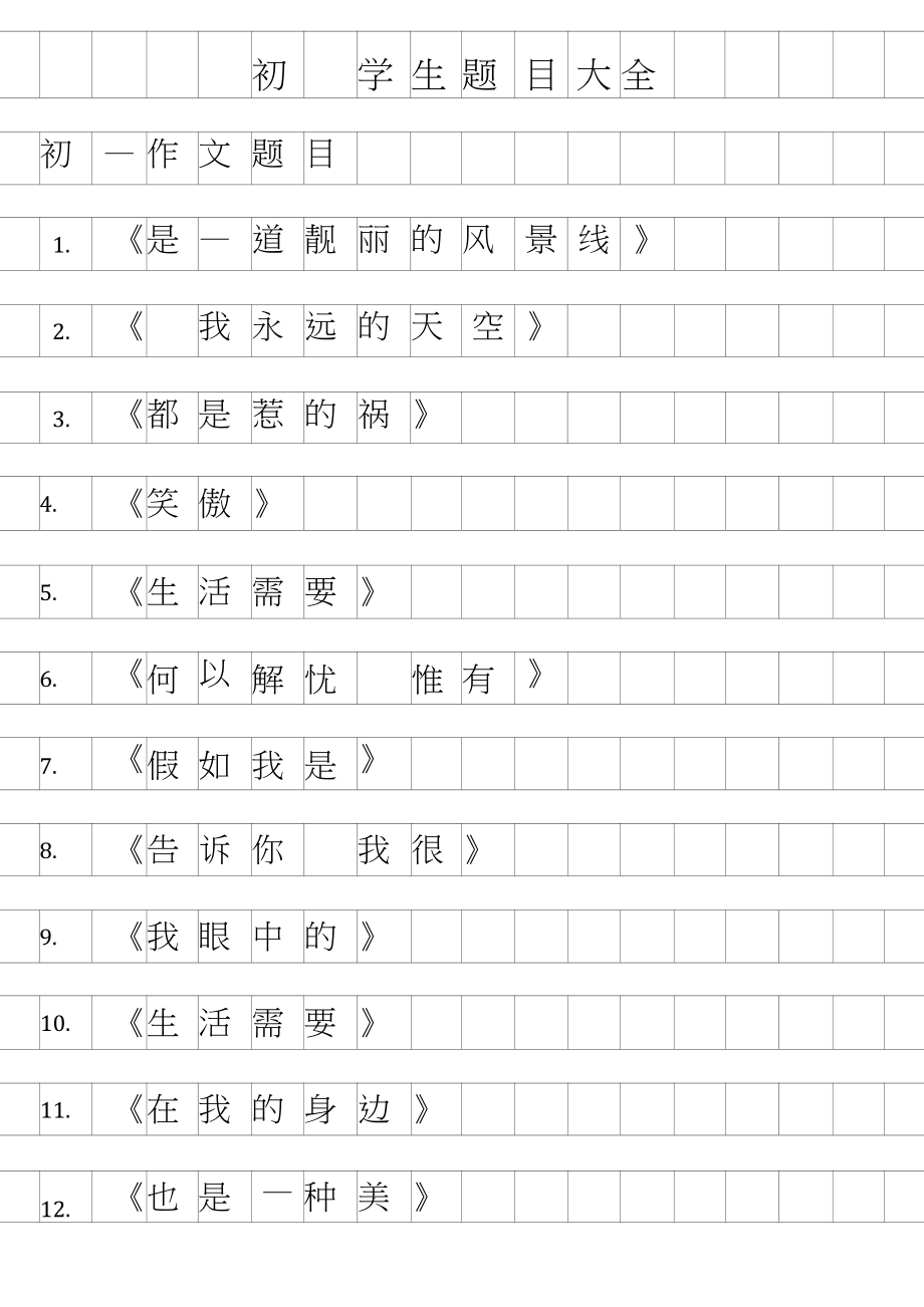 初一必考作文題目20個(gè)-圖1