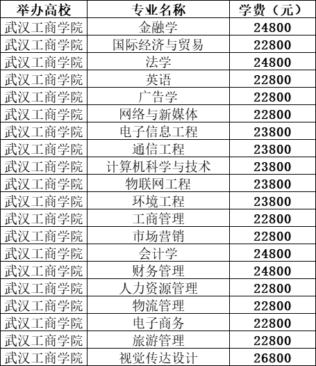 武漢工商學(xué)院學(xué)費-圖1