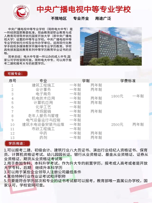 2025年電大中專官方報名通道/國家唯一承認(rèn)成人中專-圖2