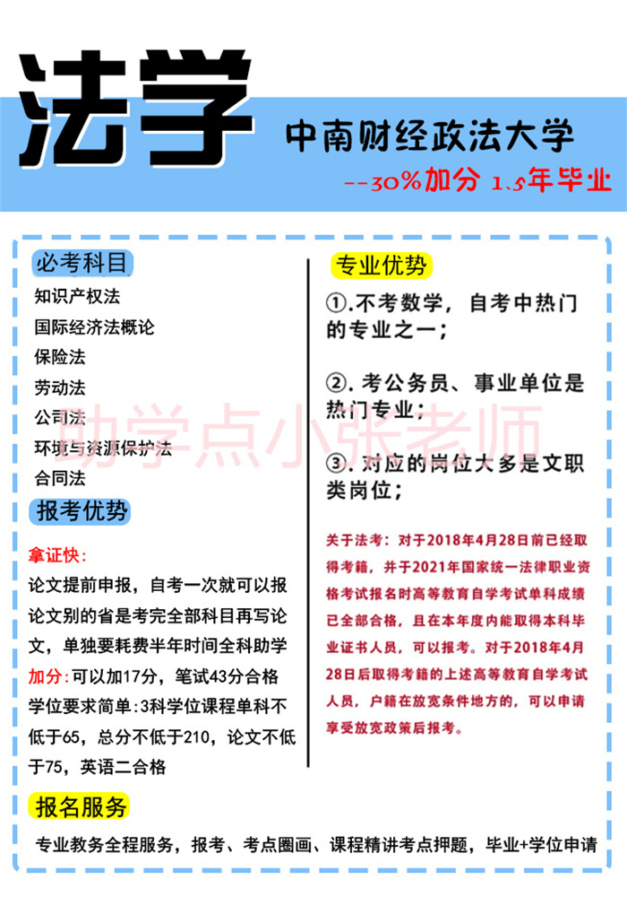 2025年中南財經政法大學小自考本科法學專業報名必看-圖1