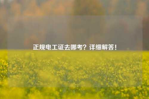 正規(guī)電工證去哪考？詳細解答！-圖1