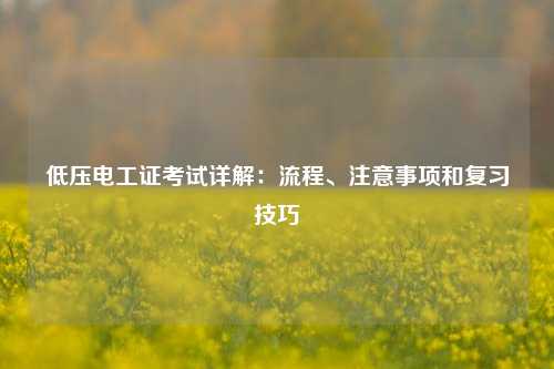 低壓電工證考試詳解：流程、注意事項(xiàng)和復(fù)習(xí)技巧-圖1
