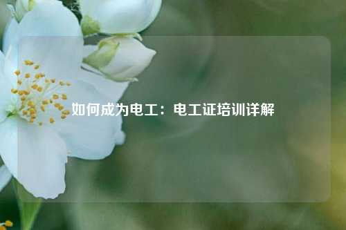 如何成為電工：電工證培訓詳解-圖1