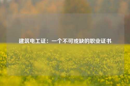 建筑電工證：一個(gè)不可或缺的職業(yè)證書-圖1