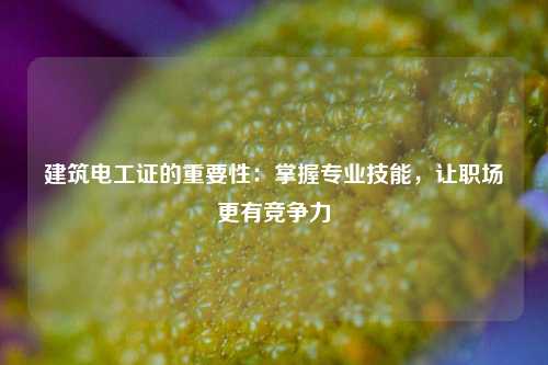 建筑電工證的重要性：掌握專業(yè)技能，讓職場更有競爭力-圖1